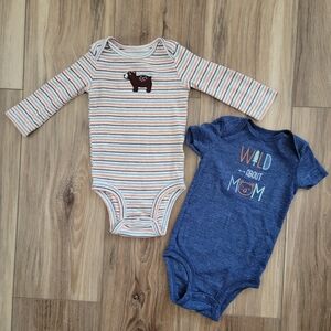 Carter's Lot of 2 Baby Boy Bear Onesies, 6M